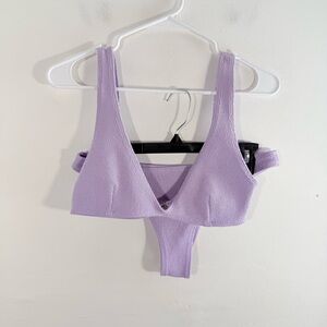 Wanderlust Lilac Purple Crinkle Texture Abbey Top Dylan Bottom Bikini Set Large